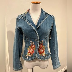 Kikit Jeans Jacket NWT Embroidered at front and collar, Size S